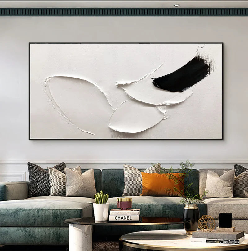 Silent Crest- Black & White Textured Canvas