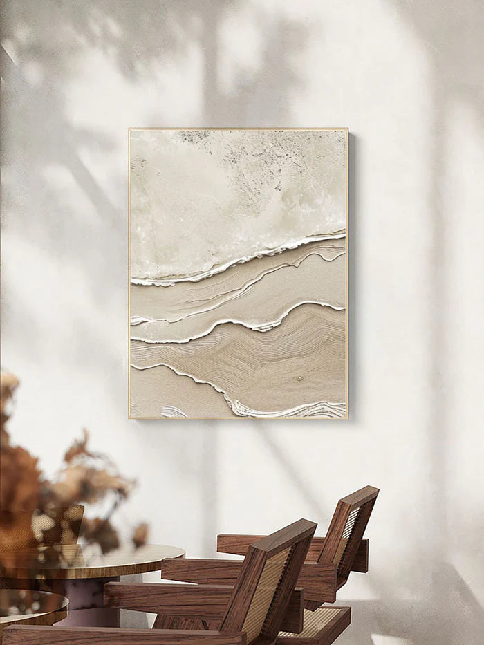 Silent Dunes - Minimalist Textured Abstract Oil Painting in Neutral Tones
