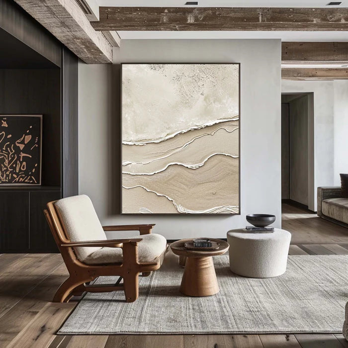 Silent Dunes - Minimalist Textured Abstract Oil Painting in Neutral Tones