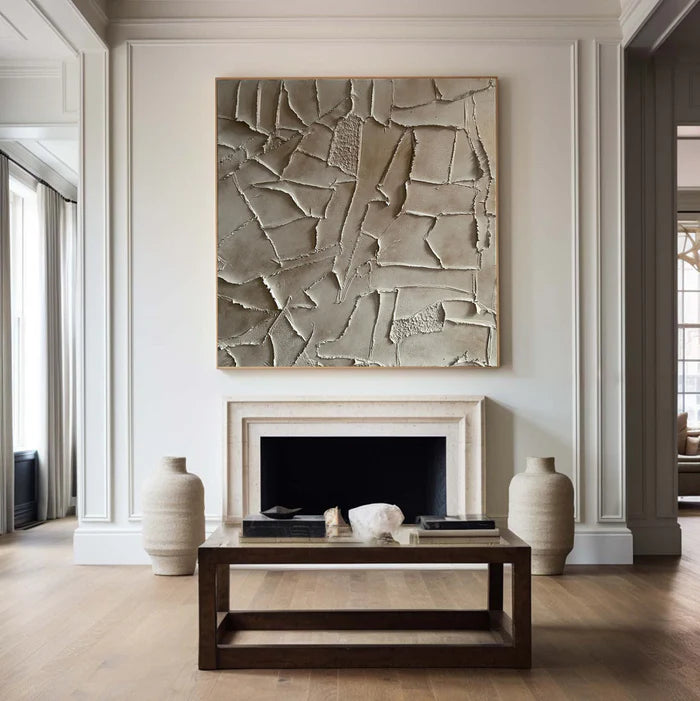 Silent Fragments - Minimalist Wabi-Sabi Textured Abstract Oil Painting