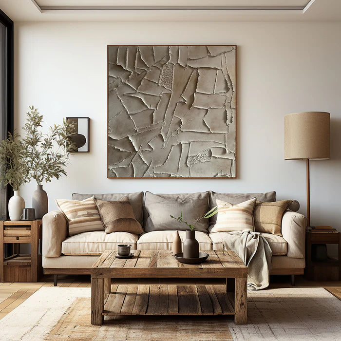 Silent Fragments - Minimalist Wabi-Sabi Textured Abstract Oil Painting