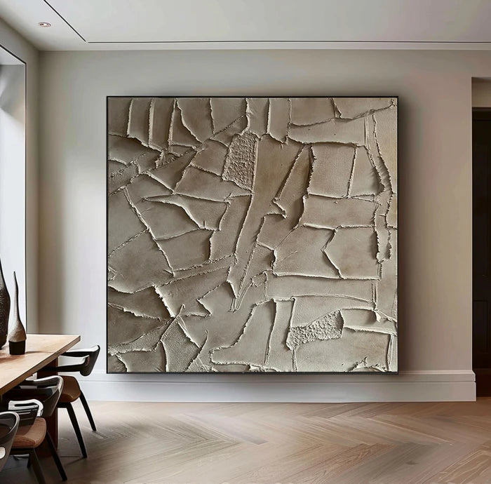 Silent Fragments - Minimalist Wabi-Sabi Textured Abstract Oil Painting