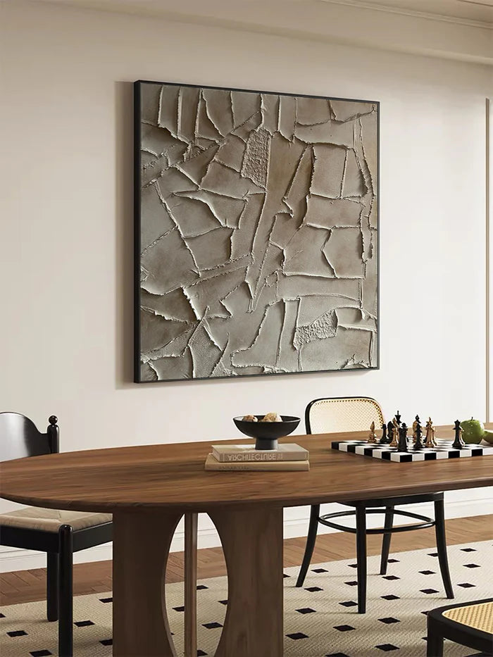 Silent Fragments - Minimalist Wabi-Sabi Textured Abstract Oil Painting
