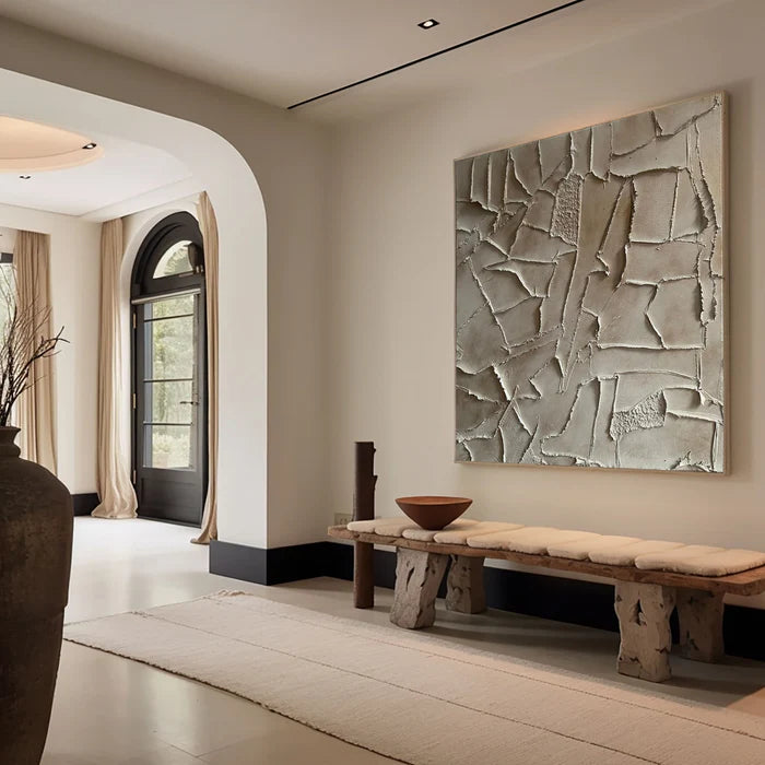 Silent Fragments - Minimalist Wabi-Sabi Textured Abstract Oil Painting