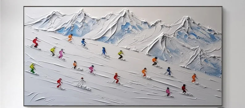 Skier on Snowy Mountain Art