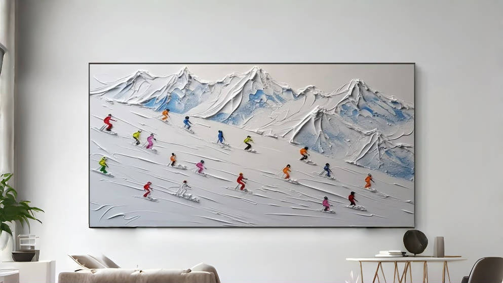 Skier on Snowy Mountain Art