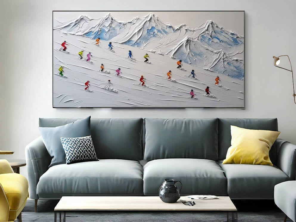 Skier on Snowy Mountain Art