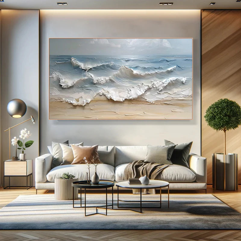 Textured Ocean Waves Canvas Art for Coastal Decor #art10218