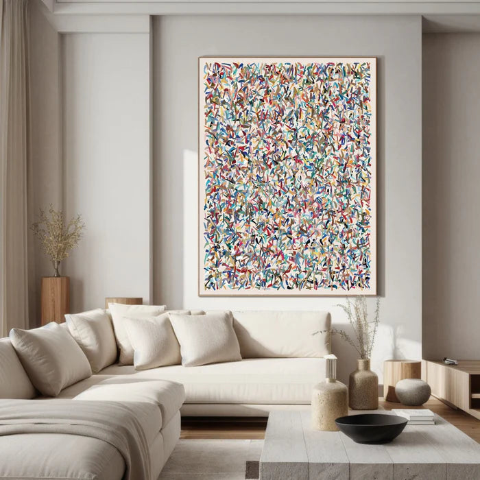 Vibrant Mosaic - Large Hand-Painted Textured Abstract Oil Painting