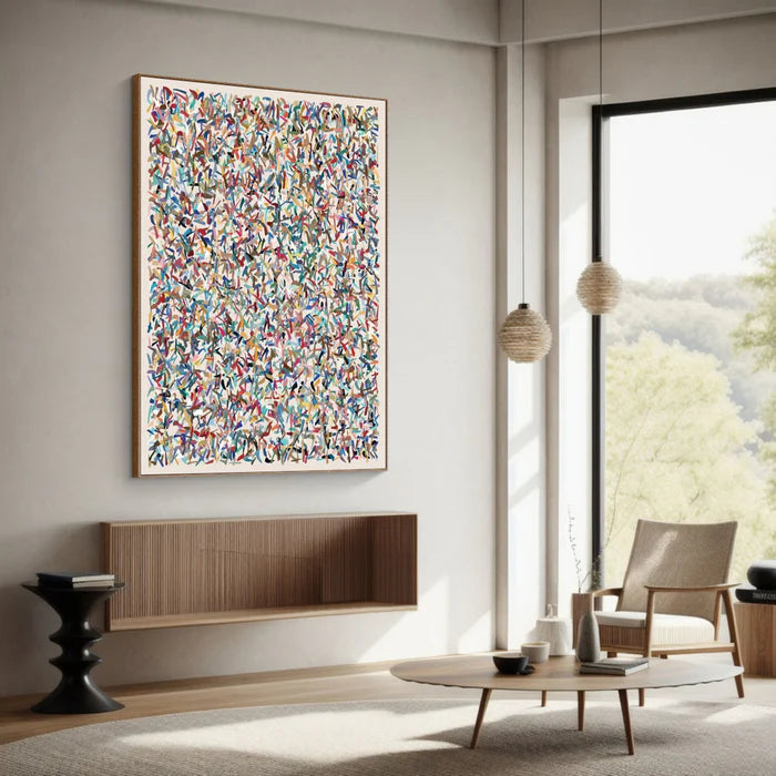 Vibrant Mosaic - Large Hand-Painted Textured Abstract Oil Painting