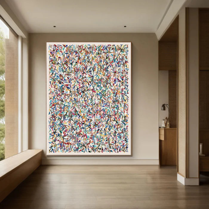 Vibrant Mosaic - Large Hand-Painted Textured Abstract Oil Painting