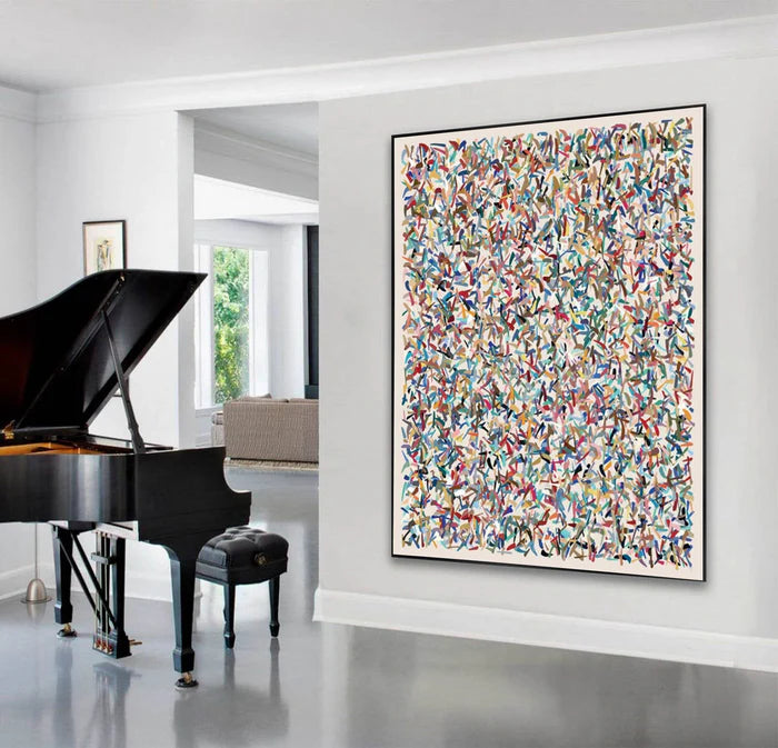 Vibrant Mosaic - Large Hand-Painted Textured Abstract Oil Painting