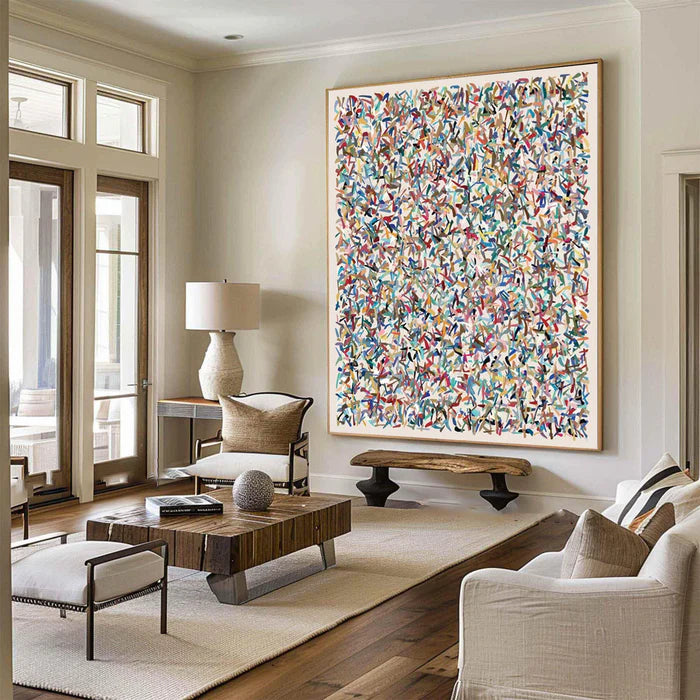 Vibrant Mosaic - Large Hand-Painted Textured Abstract Oil Painting