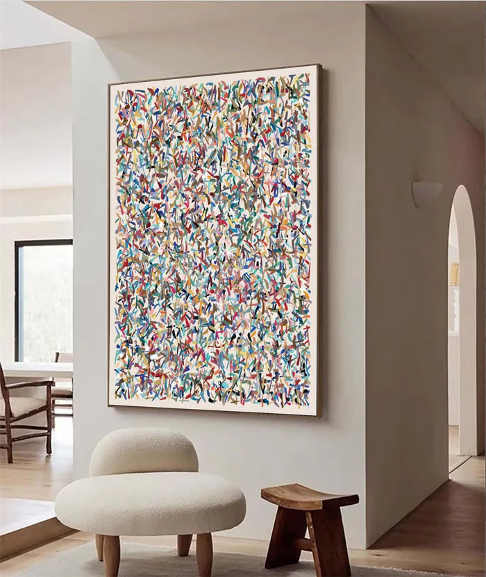 Vibrant Mosaic - Large Hand-Painted Textured Abstract Oil Painting