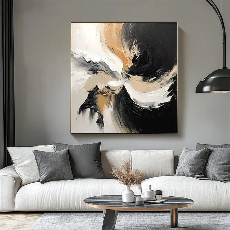Abstract Swirling Oil Painting – Textured Vortex Wall Art for Modern ...