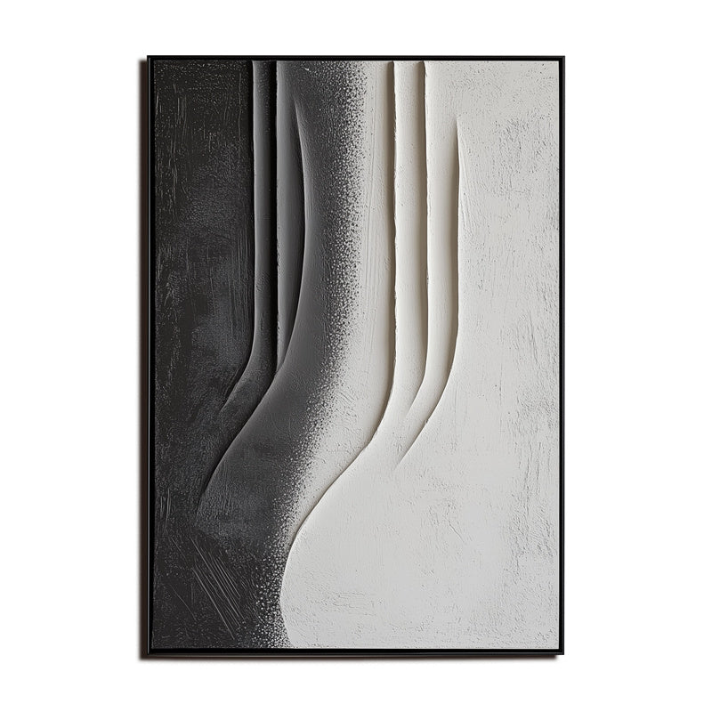 Monochrome Elegance: Textured Abstract Art