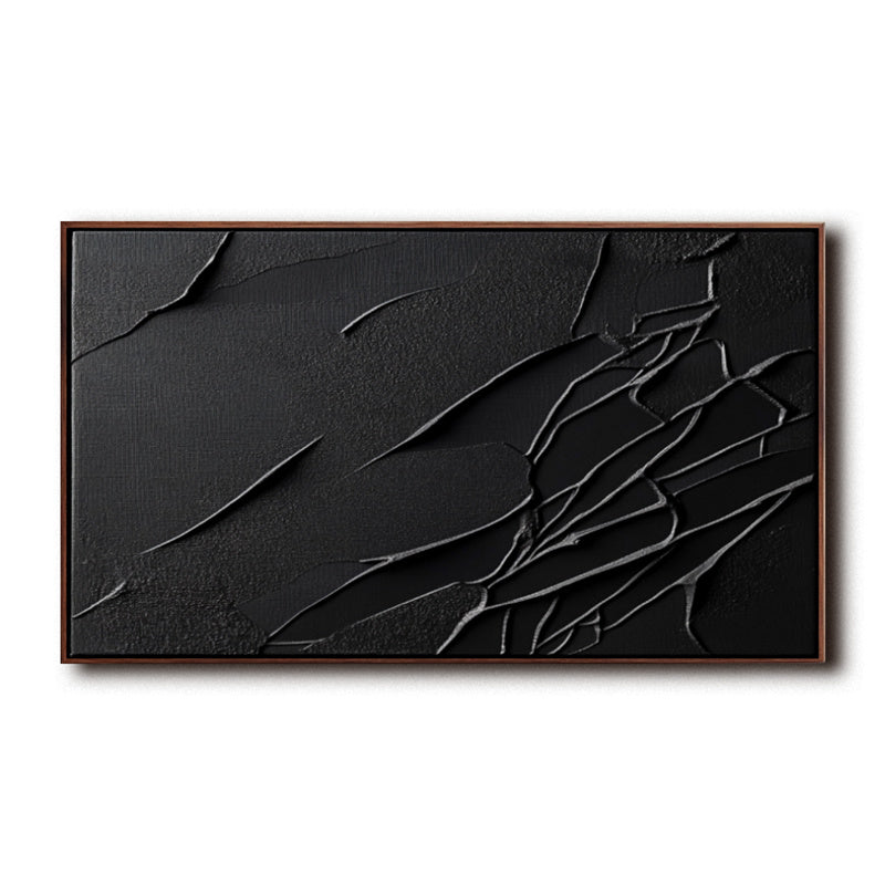 Textured Black Abstract Wall Art - Minimalist Modern Canvas Painting