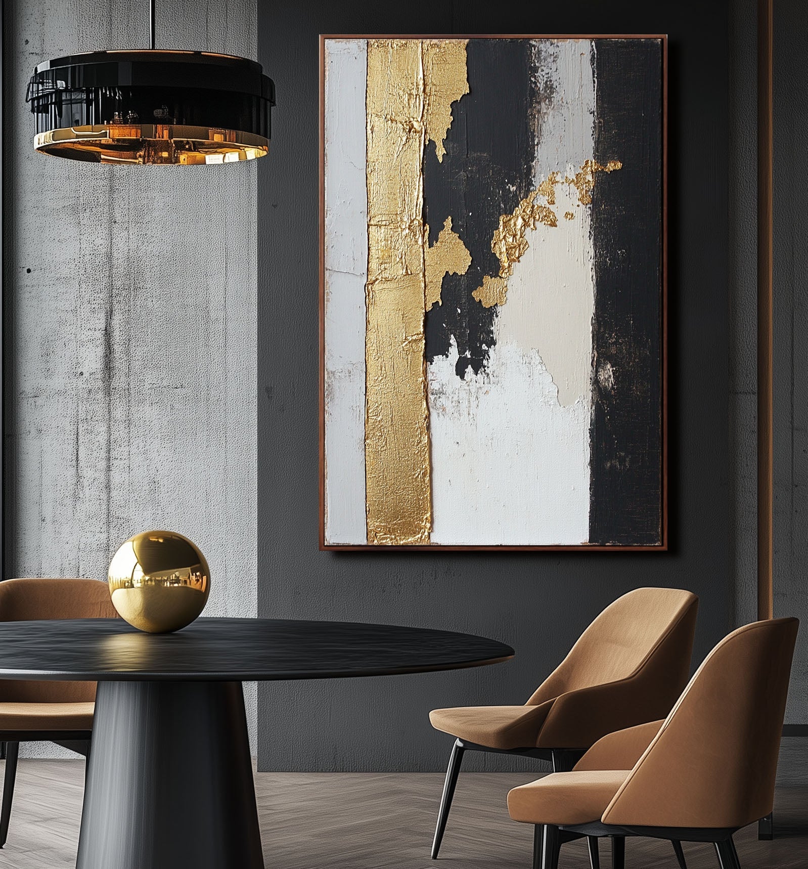 Gold Stripe Abstract Art