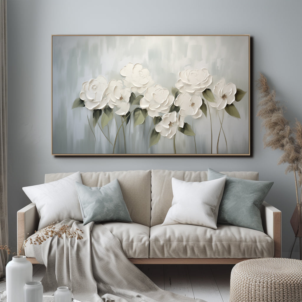 Ethereal Bloom - Textured Floral Canvas