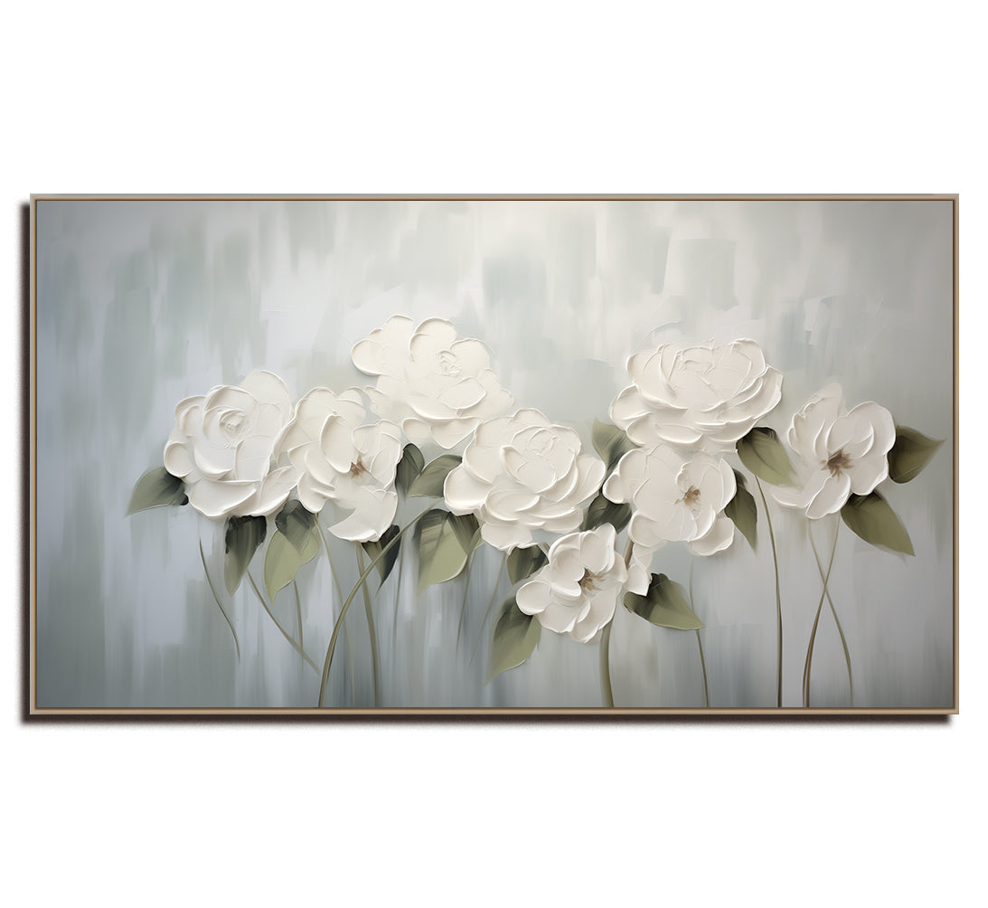 Ethereal Bloom - Textured Floral Canvas