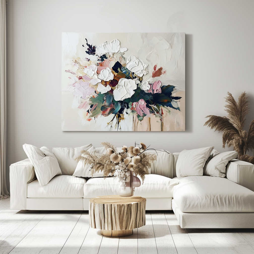 Elegant Bloom Textured Canvas