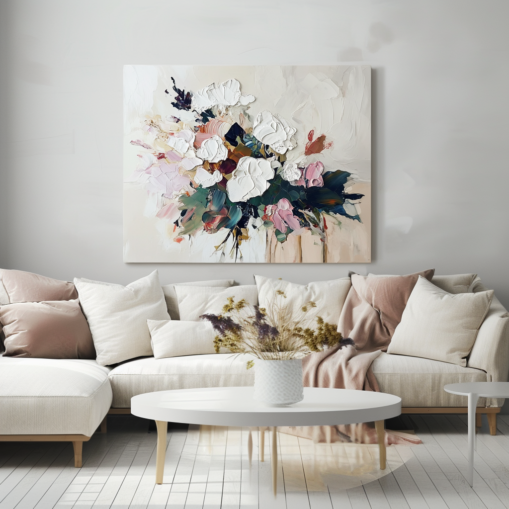 Elegant Bloom Textured Canvas