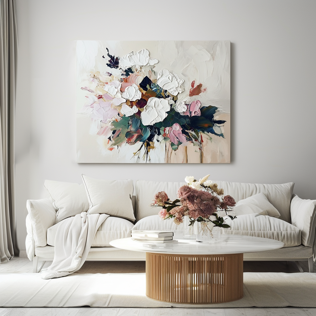 Elegant Bloom Textured Canvas