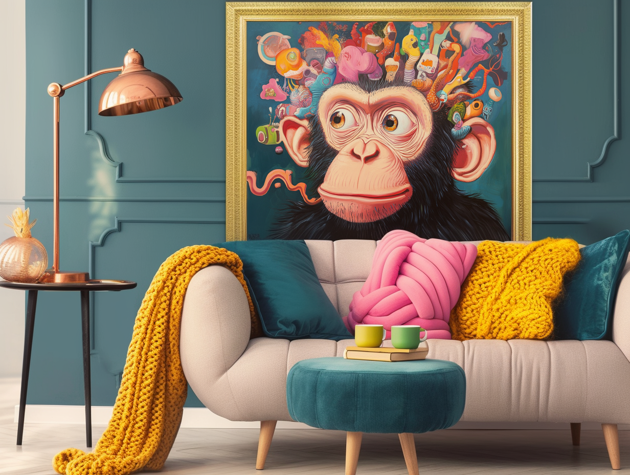 Whimsical Monkey: Colorful Art