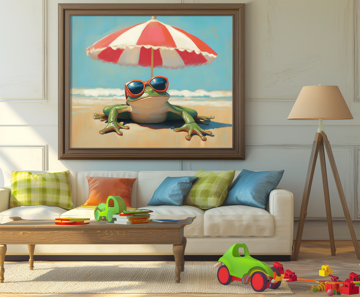 Beach Frog Fun - Playful Art