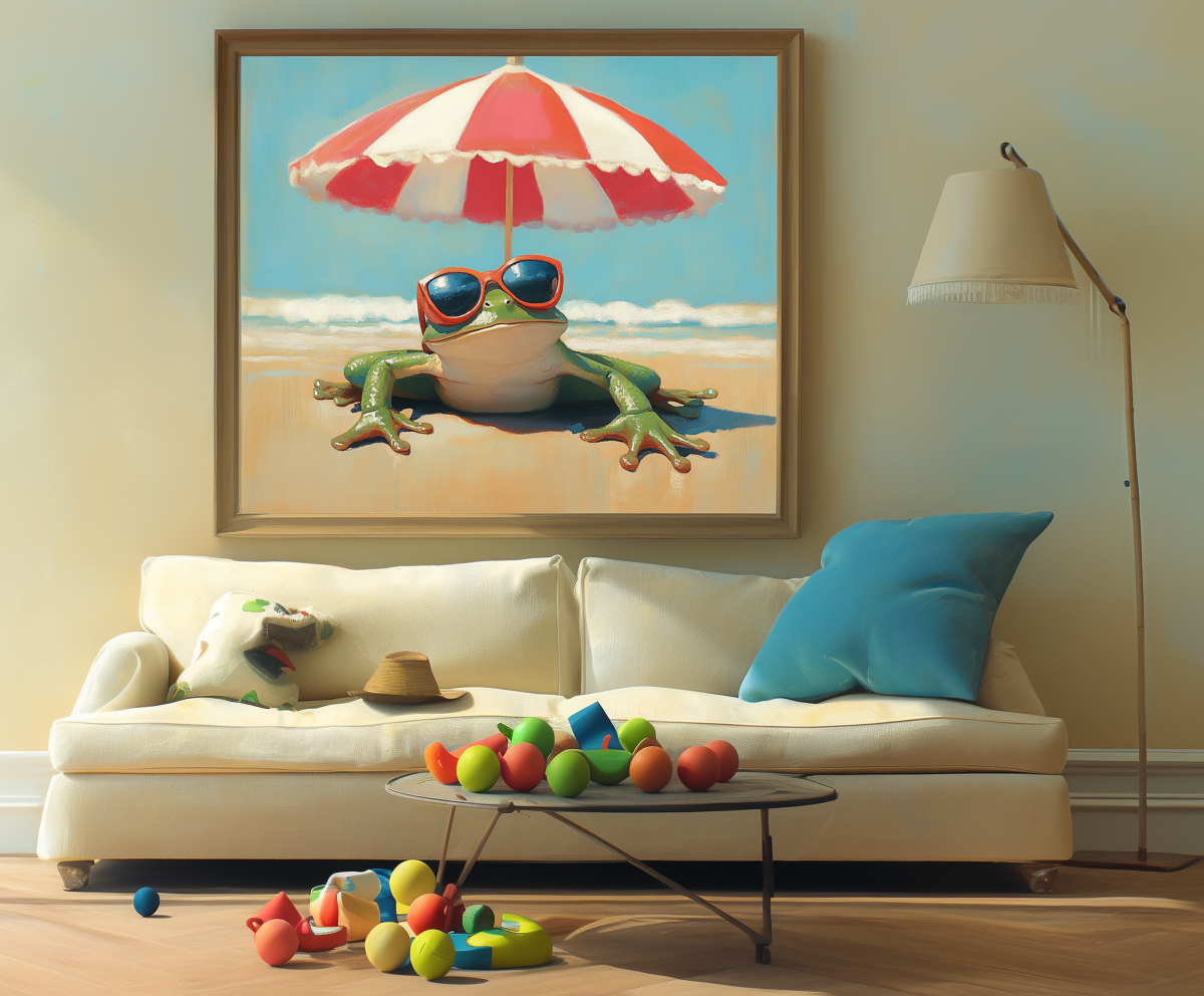 Beach Frog Fun - Playful Art