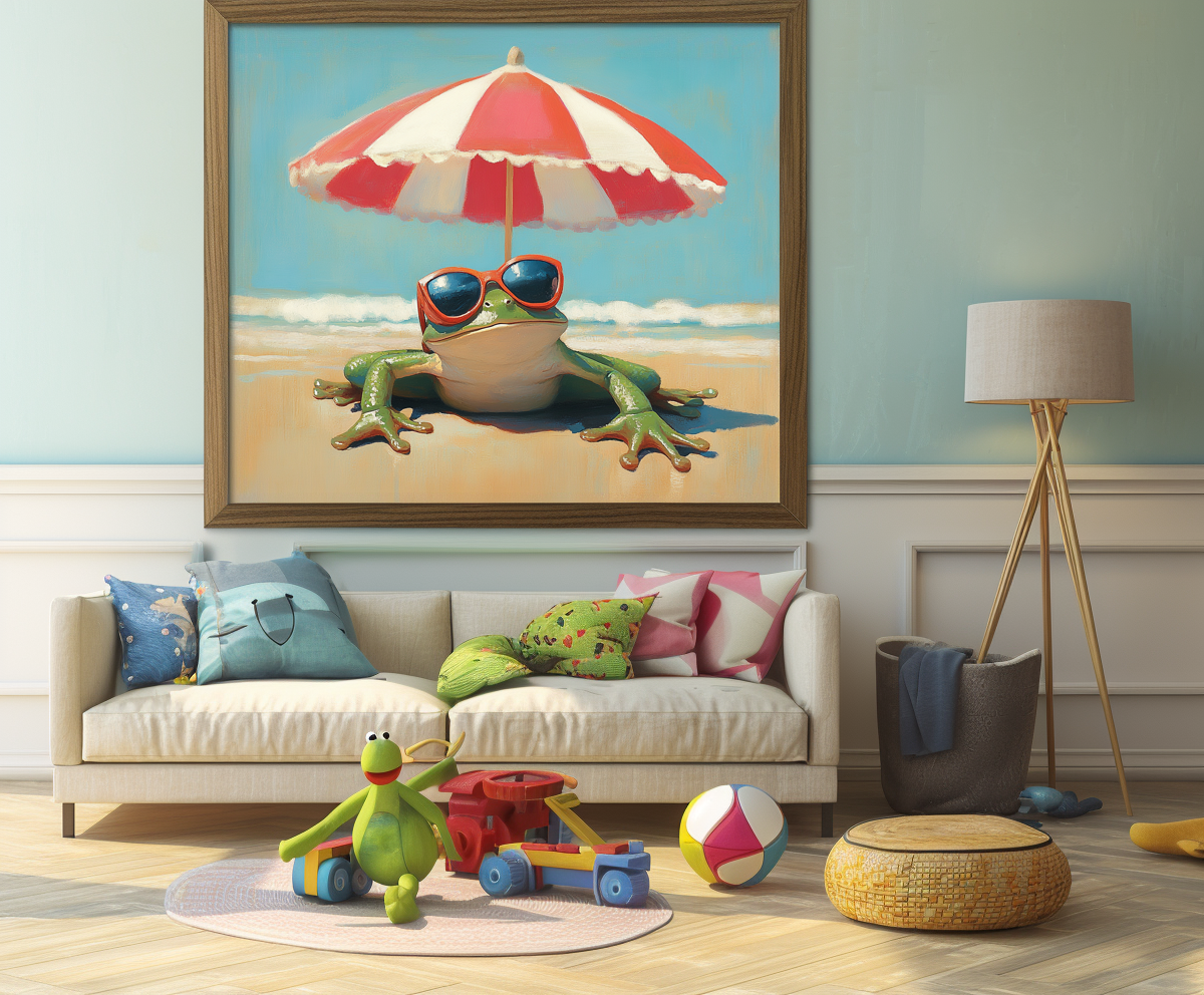 Beach Frog Fun - Playful Art