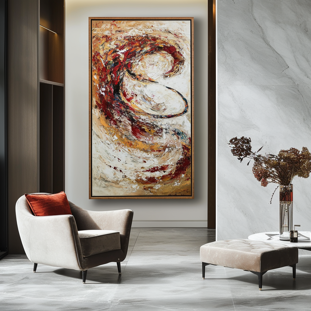 Ember Spiral – Dynamic Abstract Textured Oil Painting WP244448