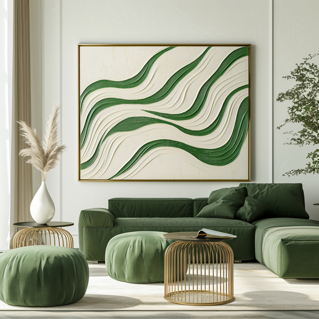 Echo Drift - Abstract Oil Painting  For Wavy Line Modern Wall Art