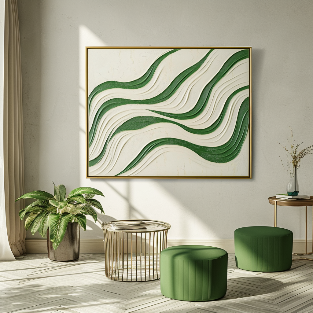 Echo Drift - Abstract Oil Painting  For Wavy Line Modern Wall Art