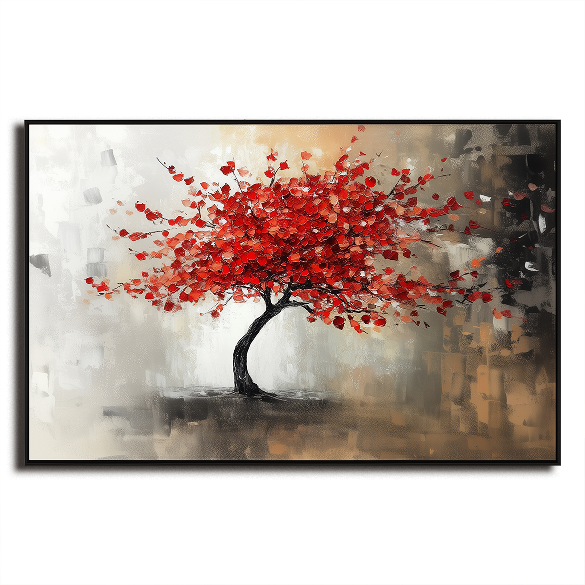Crimson Bloom - Hand-Painted Modern Wall Art