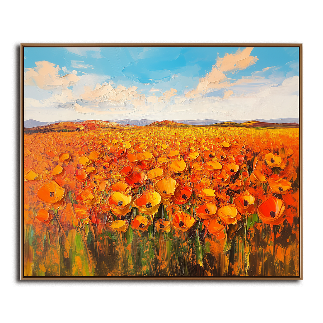 Golden Horizon - Hand-Painted Landscape Wall Art