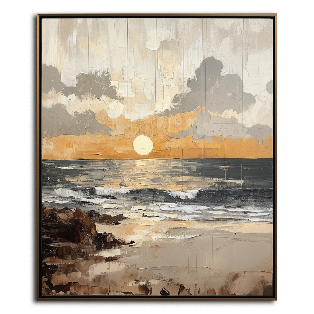 Shoreline Dusk - Hand-Painted Seascape Oil Painting
