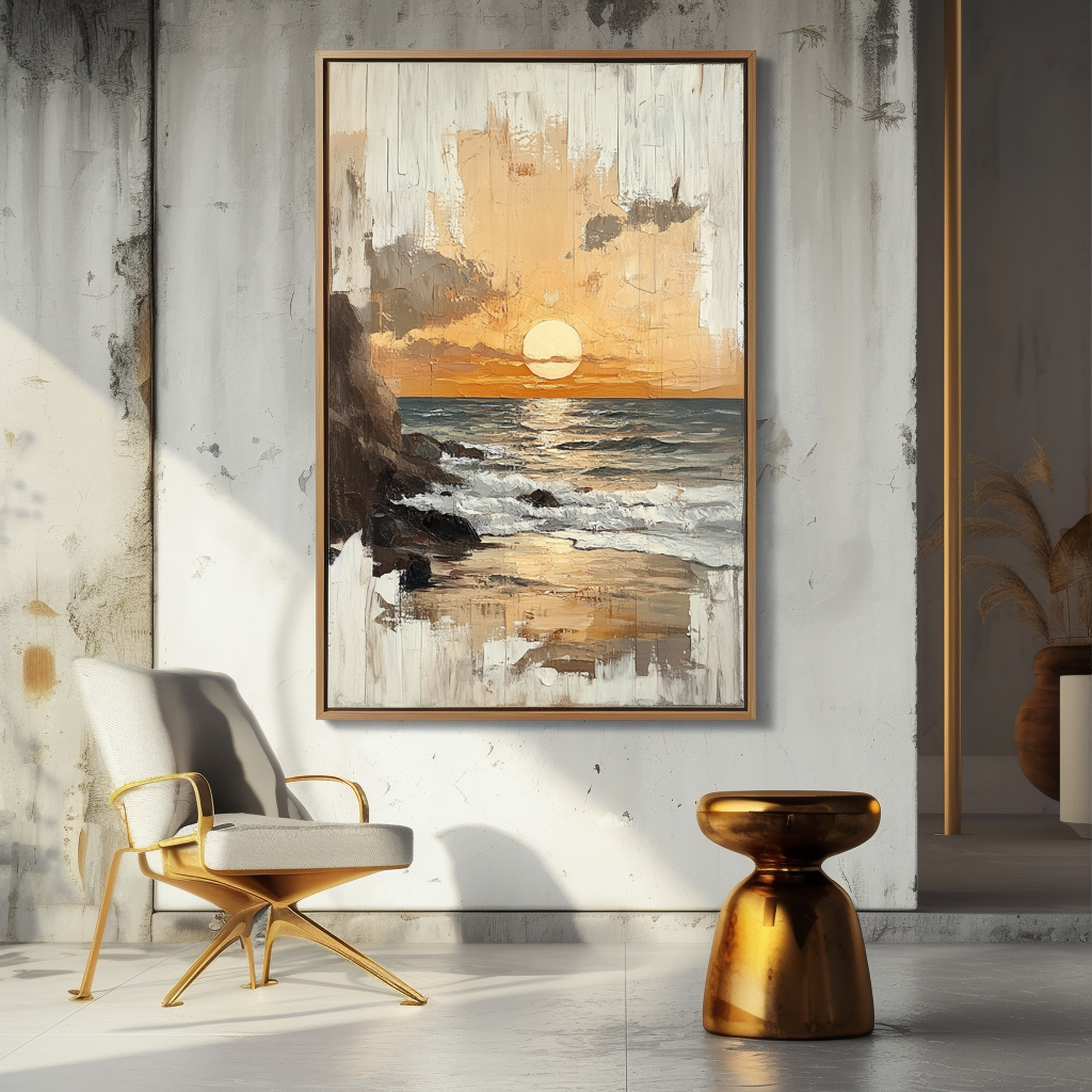 Twilight Tide - Textured Sunset Coastal Wall Art