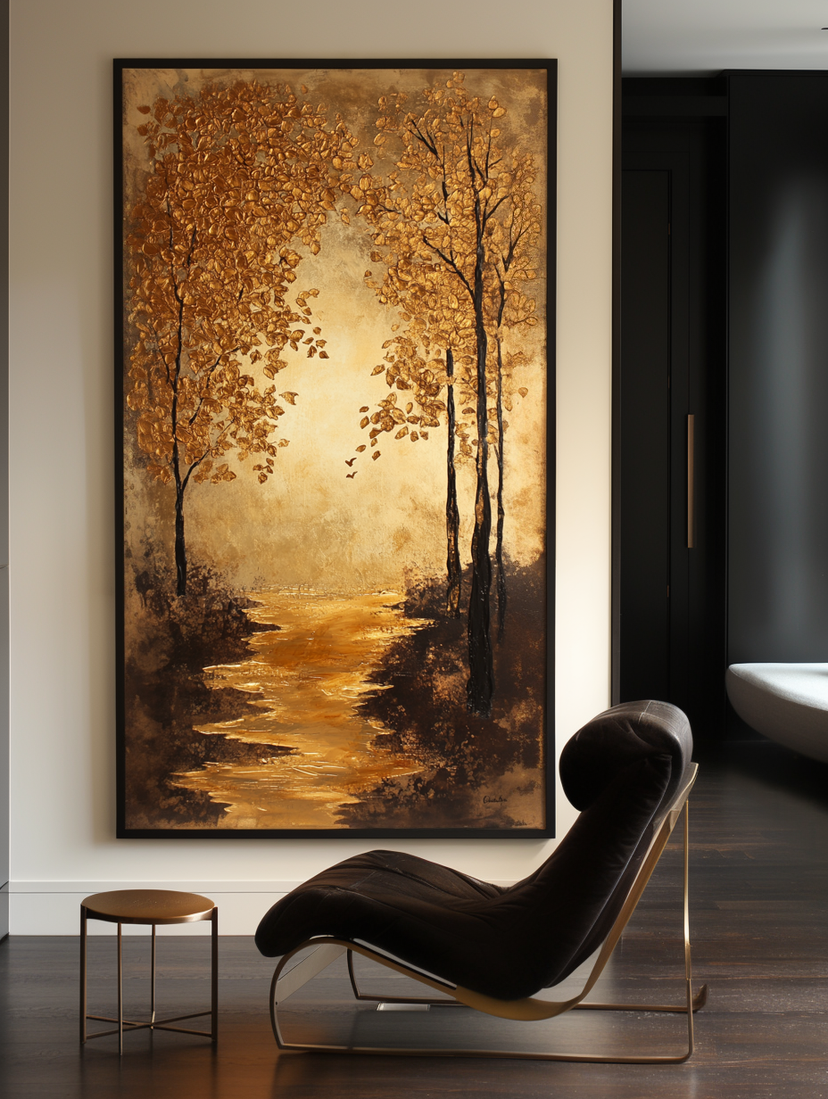 Golden Pathway - Hand-Painted Landscape Oil Painting For Home