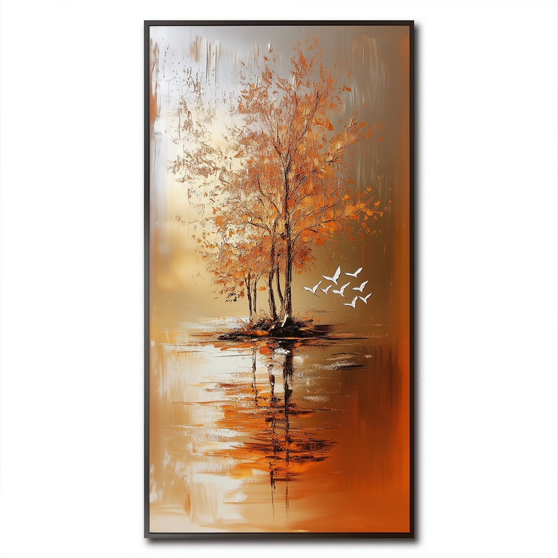 Island of Autumn - Vertical Landscape Oil Painting