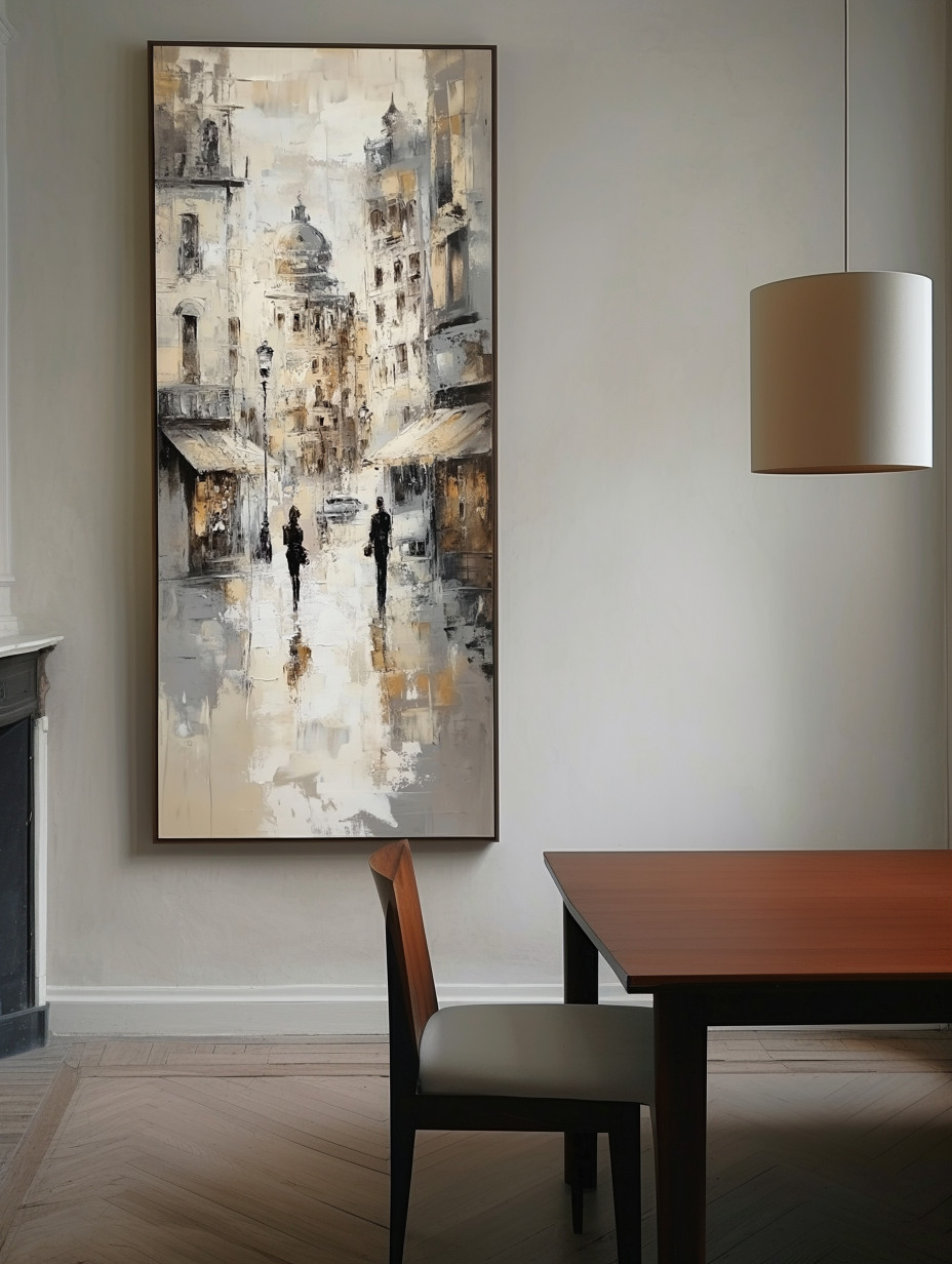 Echoes of the Avenue - Vertical Cityscape Oil Painting