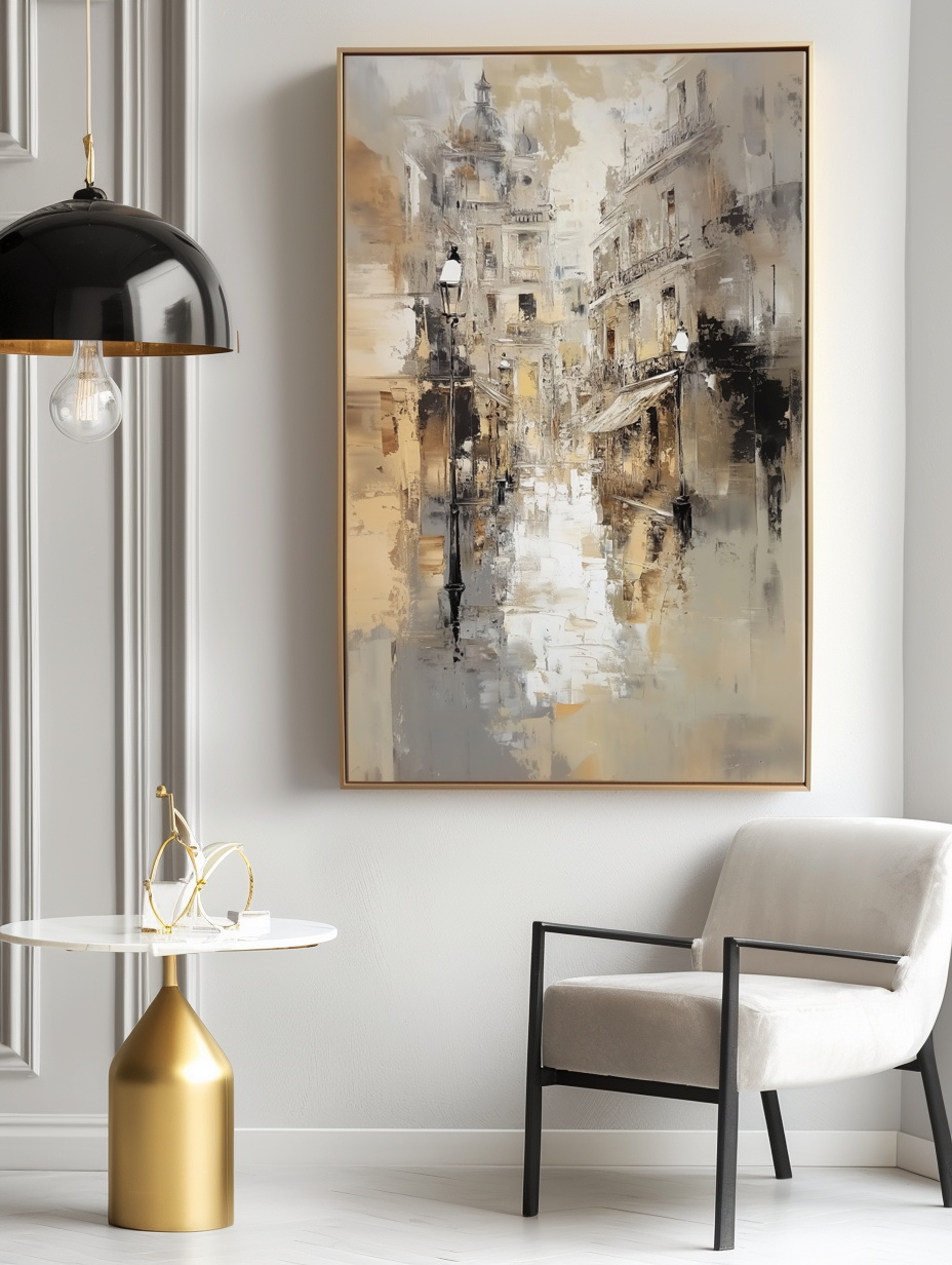 Silent Boulevard - Vertical Cityscape Oil Painting