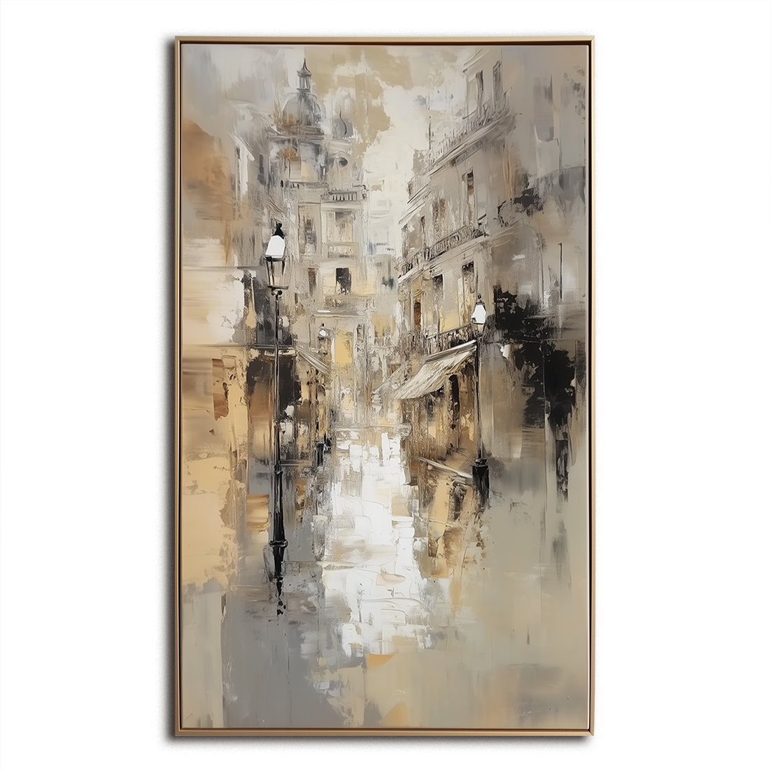 Silent Boulevard - Vertical Cityscape Oil Painting