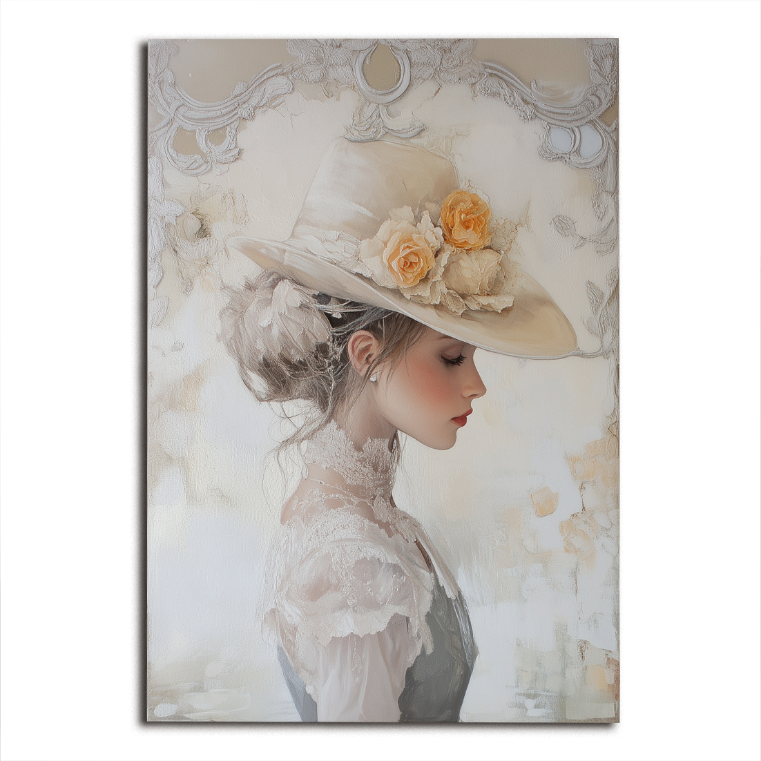 Whispers of Elegance – Romantic Vintage Portrait Oil Painting for Living Room or Bedroom