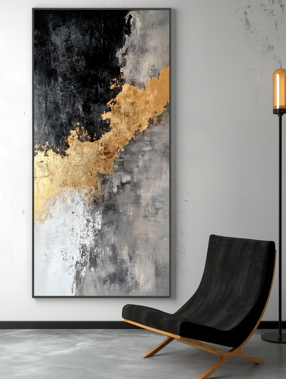 Fractured Light - Vertical Abstract Oil Painting for Living Room Decor