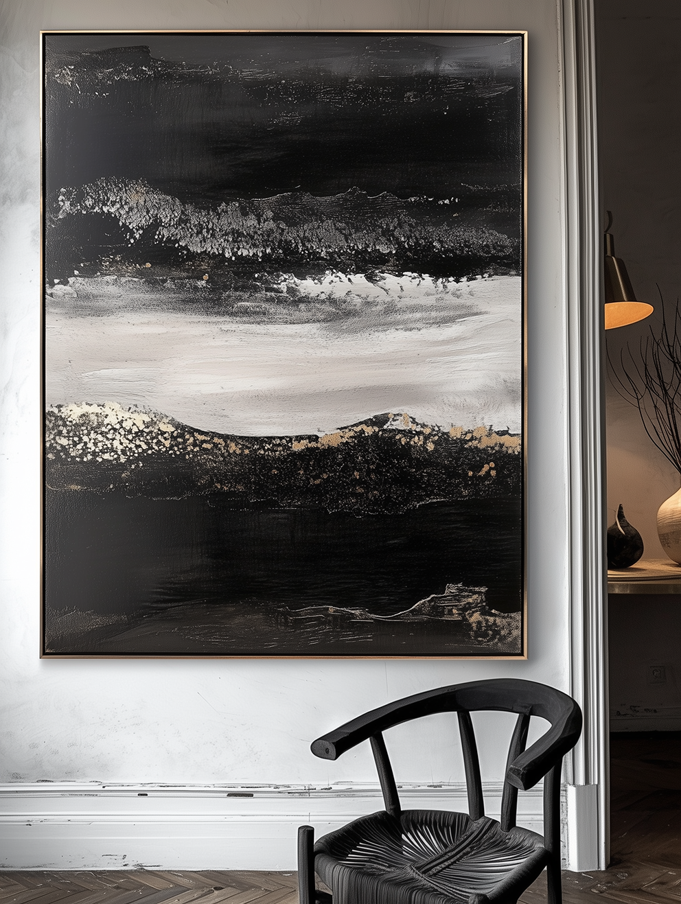 Silent Crest - Abstract Textured Oil Painting for Modern Wall Decor