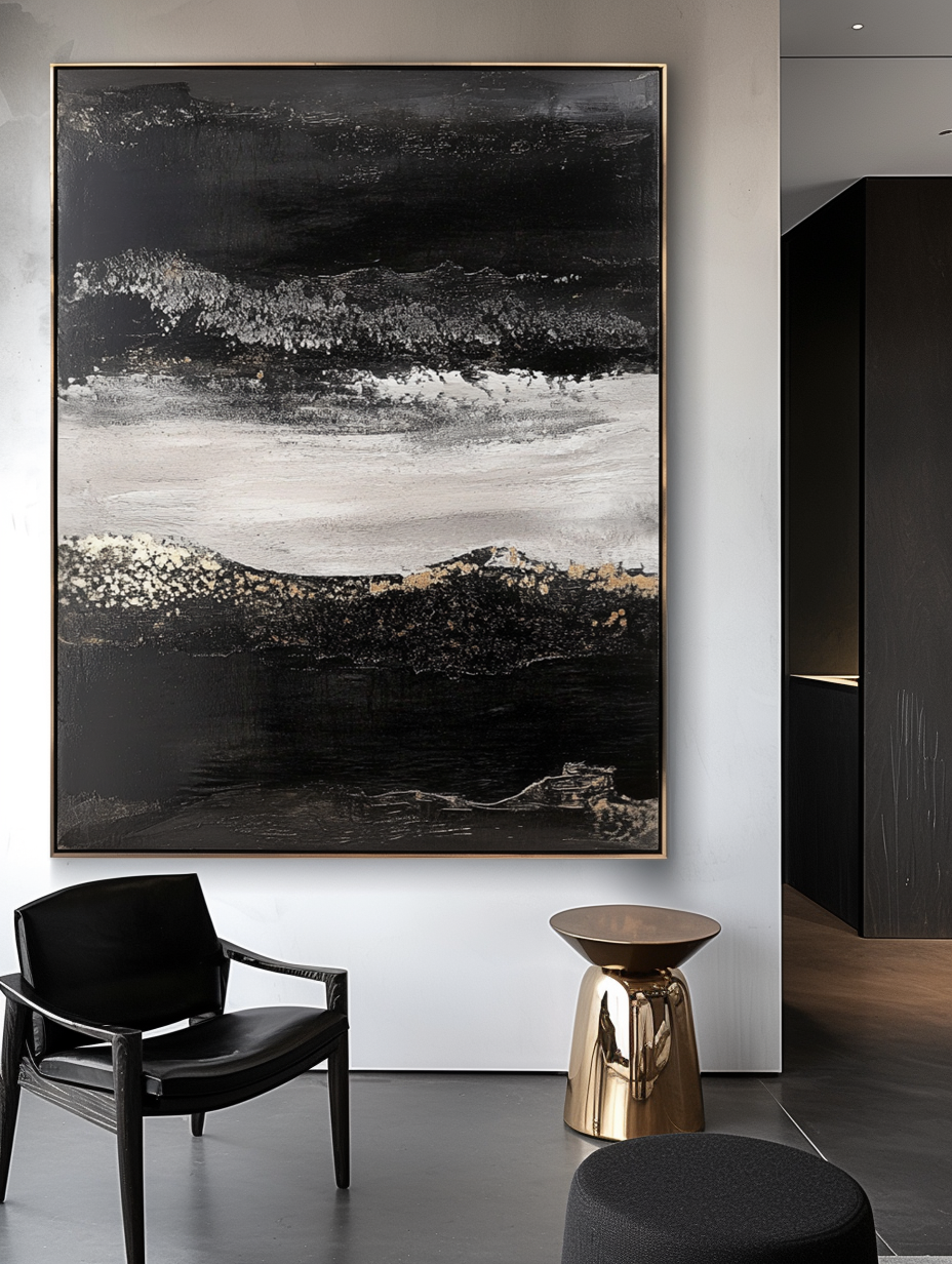 Silent Crest - Abstract Textured Oil Painting for Modern Wall Decor