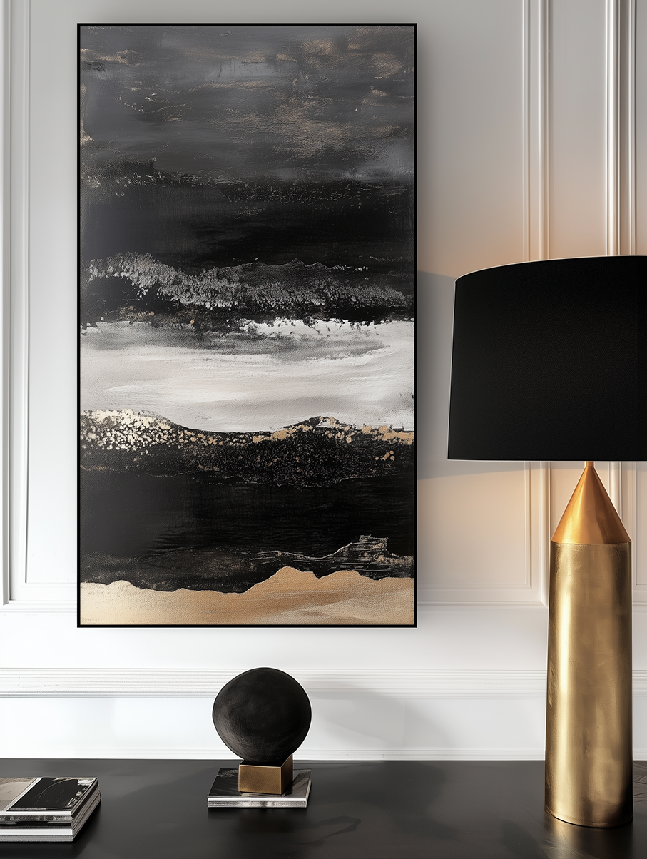Twilight Ridge - Vertical Abstract Oil Painting for Modern Interiors