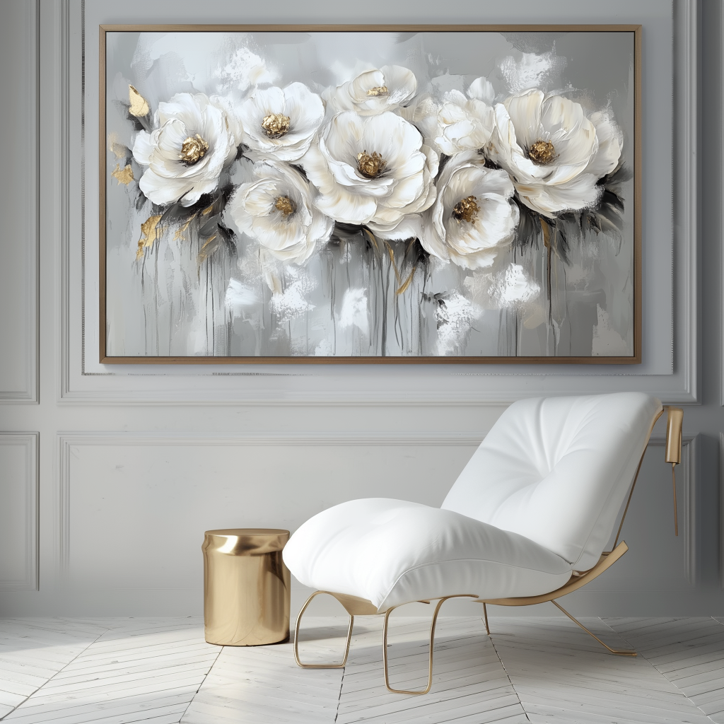 Petal Reverie - Textured 3D Floral Abstract Oil Painting