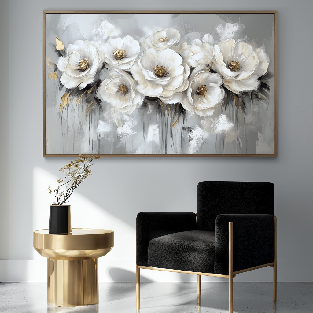 Petal Reverie - Textured 3D Floral Abstract Oil Painting